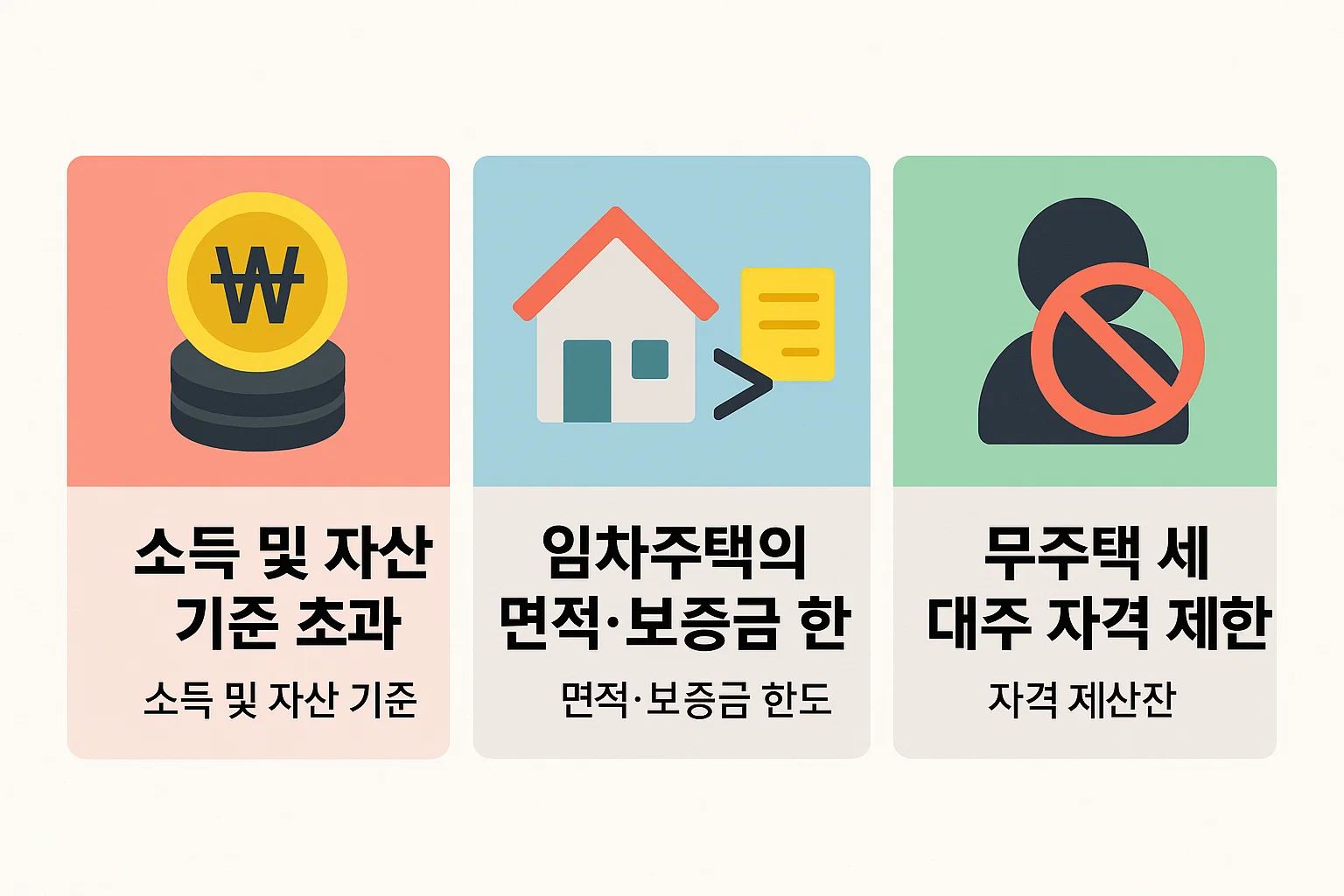 소득 및 자산 기준 초과, 임차주택 면적·보증금 한도, 무주택 세대주 자격 제한 등 버팀목전세자금대출 신청이 어려운 주요 원인을 정리한 인포그래픽.