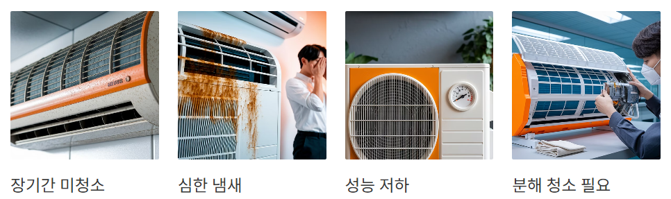 전문 에어컨 청소 서비스가 필요한 경우