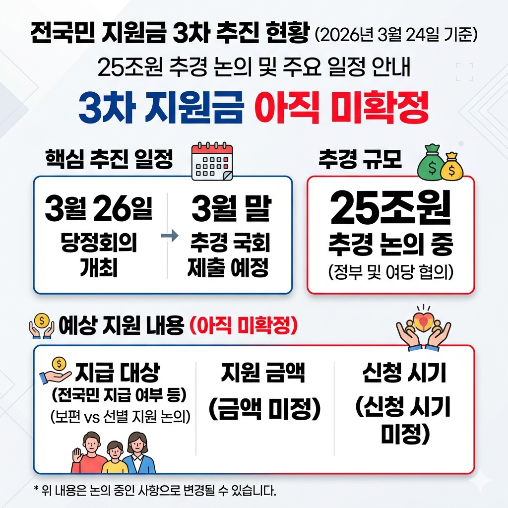 전국민 지원금 3차 2026 추경 논의&middot;대상&middot;지급 가능성 인포그래픽