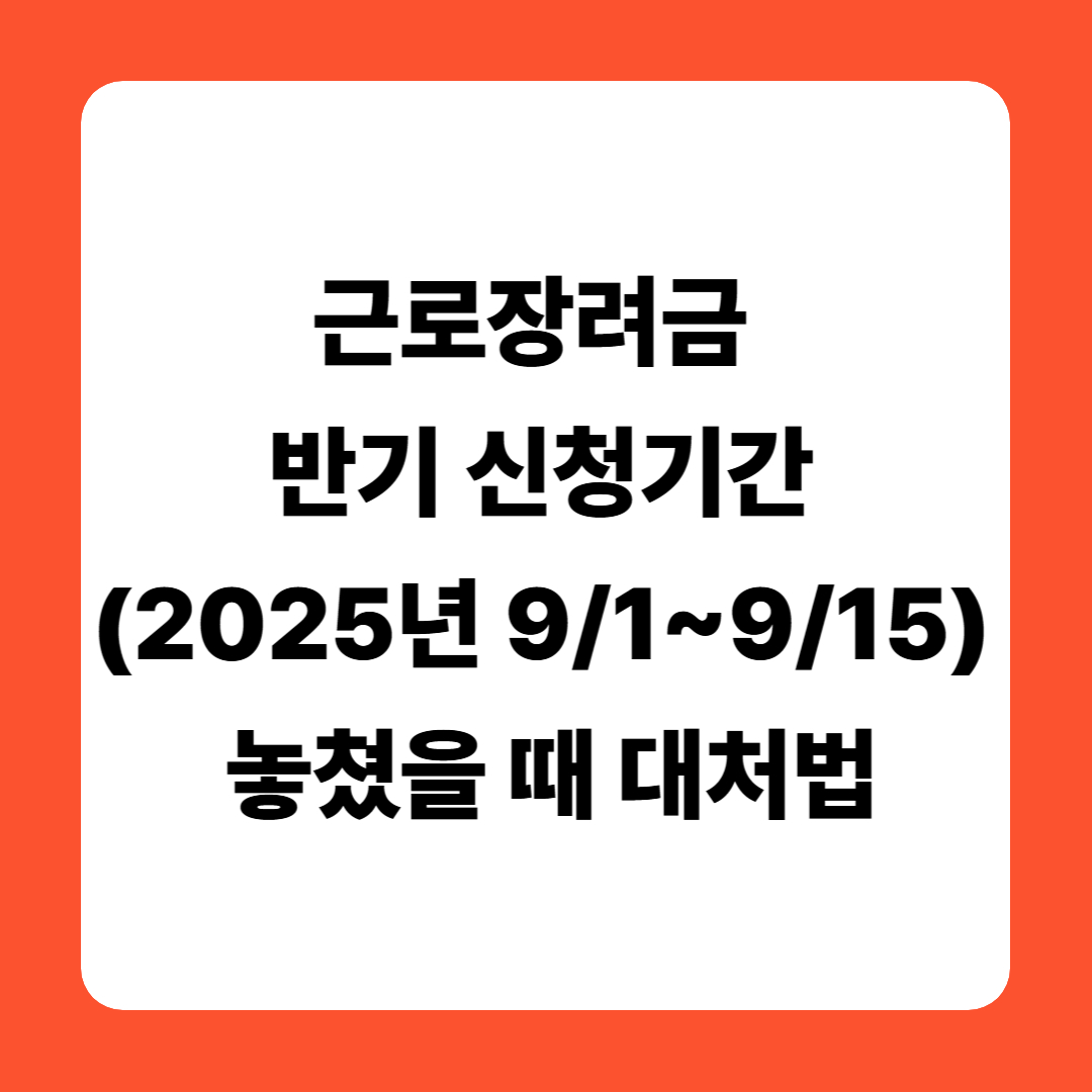 근로장려금 반기 신청기간(2025년 9/1~9/15) 놓쳤을 때 대처법