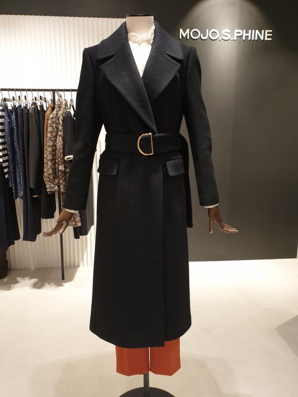 모조에스핀 벨트 포인트 모직코트 s214msg406