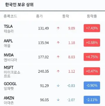 한국인보유상위-미국주식