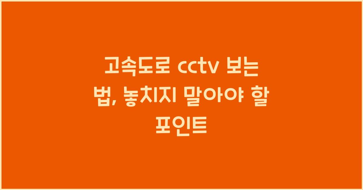 고속도로 cctv 보는 법