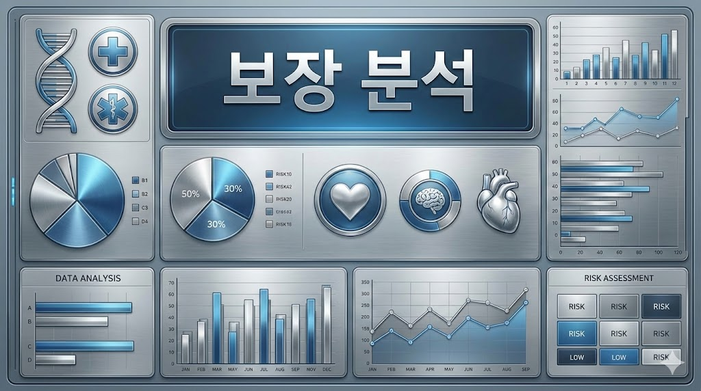 기존 보험 증권의 정밀한 보장 분석을 형상화한 고해상도 이미지