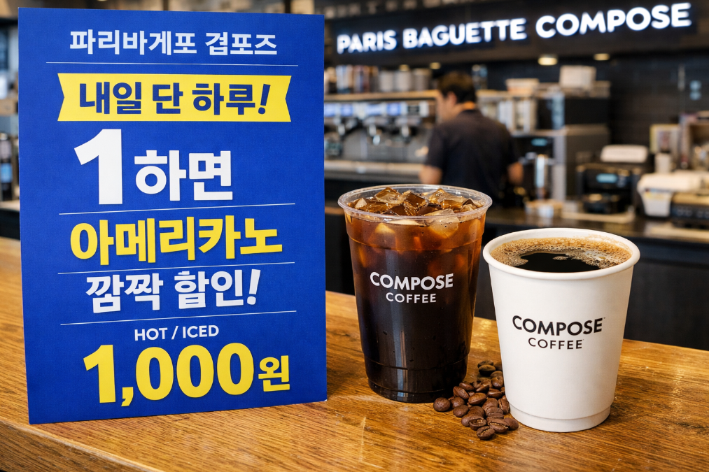파리바게뜨 천원 아메리카노 내일 놓치면 후회