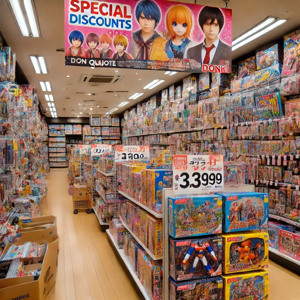 일본 돈키호테 매장의 다채로운 장난감 코너