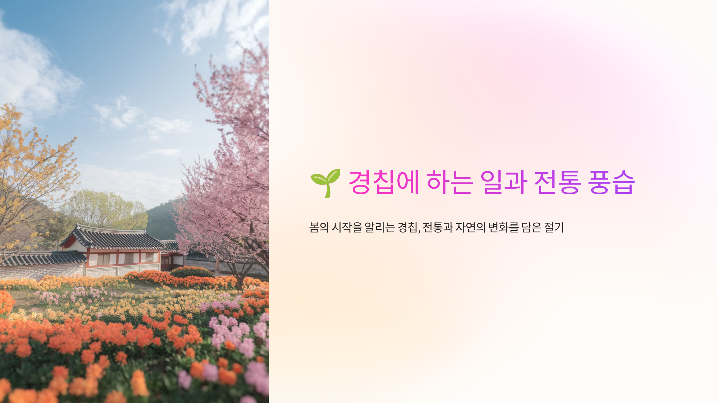 🌱 경칩에 하는 일과 전통 풍습