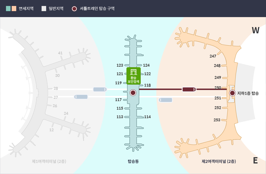 탑승동 ▶제2 여객터미널 환승지도