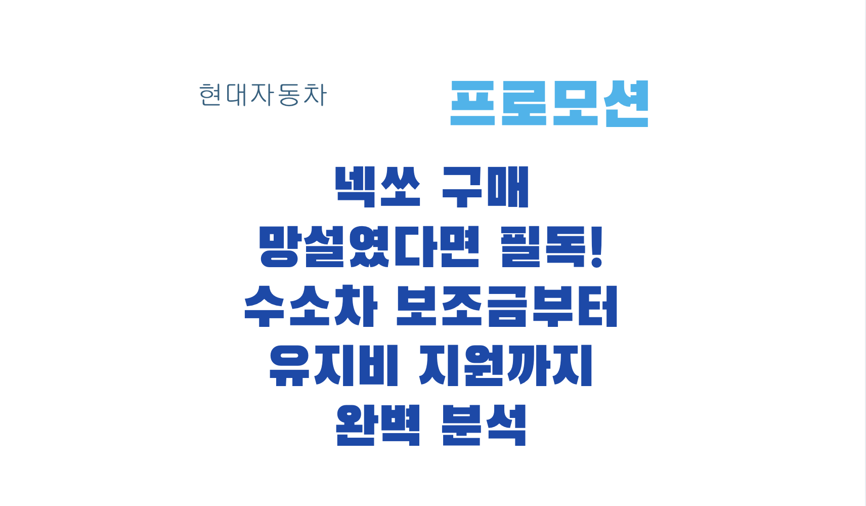 넥쏘 구매
망설였다면 필독!
수소차 보조금부터
유지비 지원까지
완벽 분석