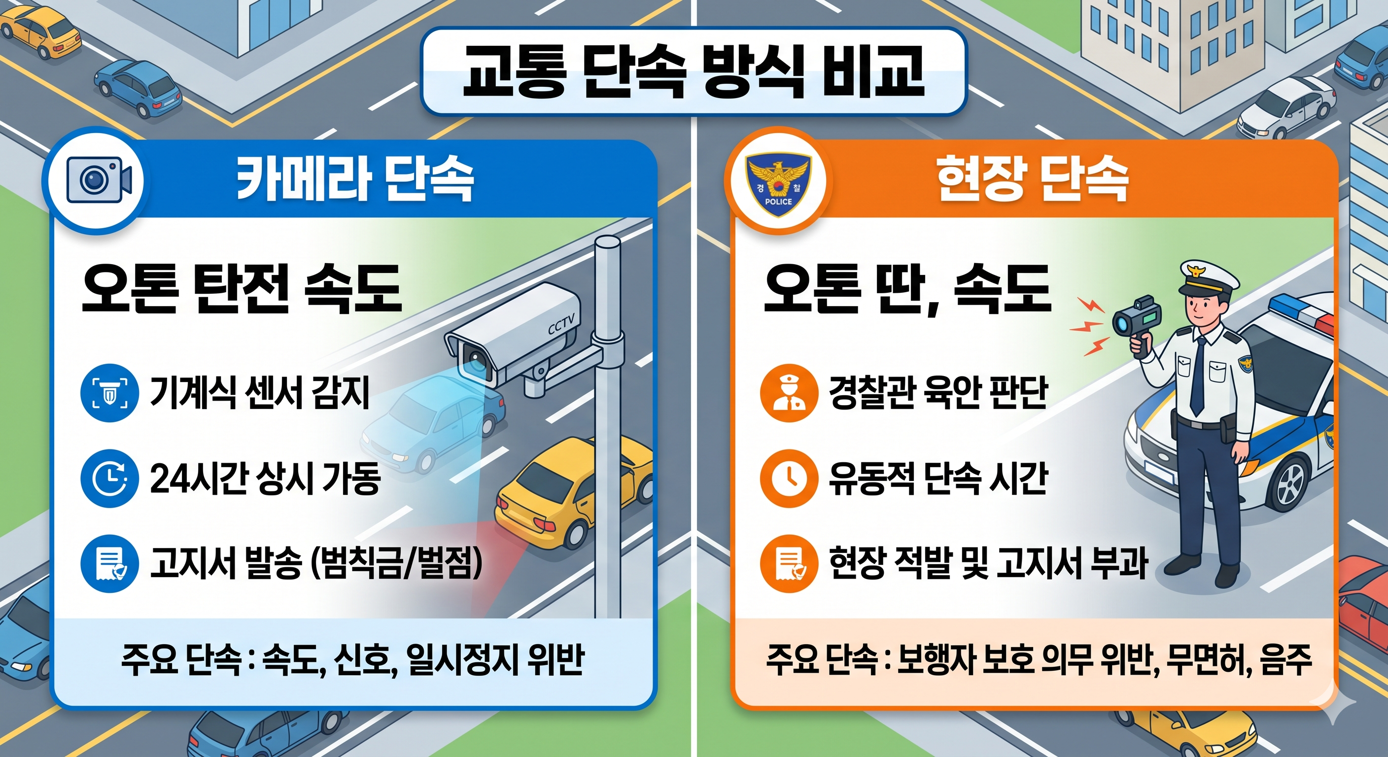 카메라 단속 vs 현장 단속 차이
