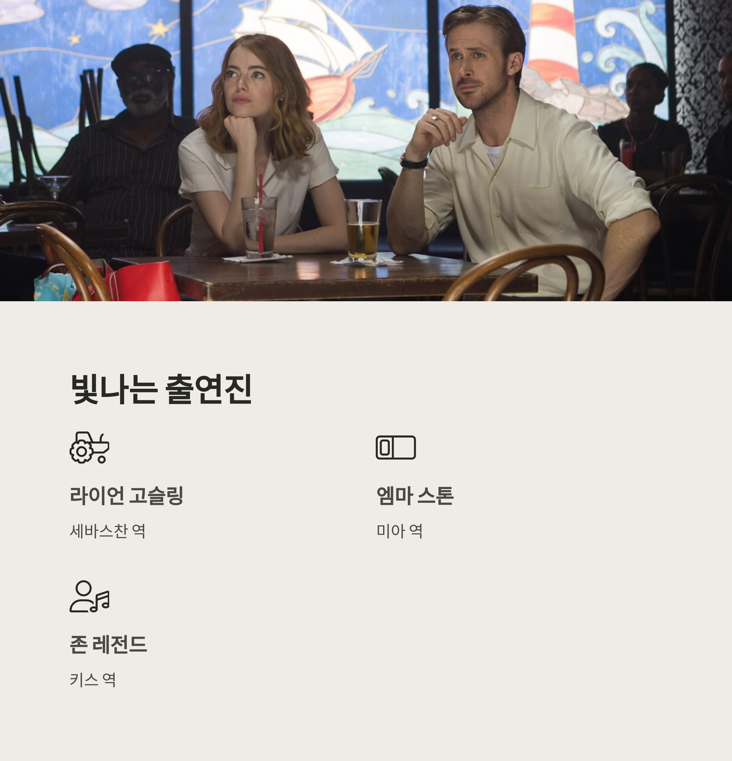 라라랜드 출연진 정보 관련 사진