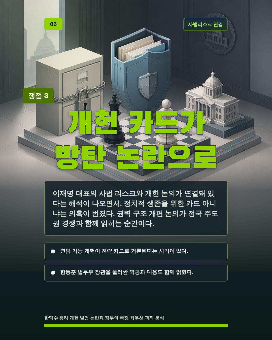 개헌 카드가 방탄 논란으로