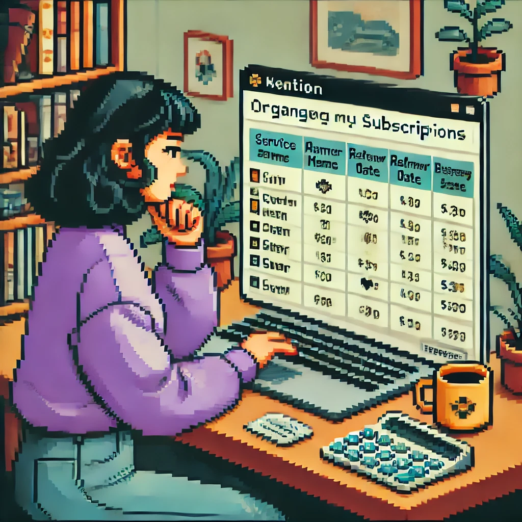 컴퓨터로 구독서비스 효율적으로 관리하는 여자