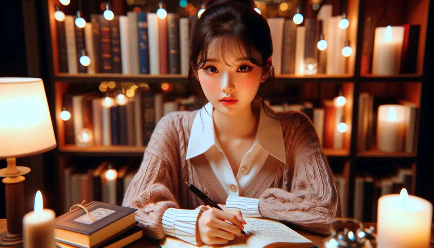 입사-포부-예시를-참고하며-글쓰기하는-여성의-모습