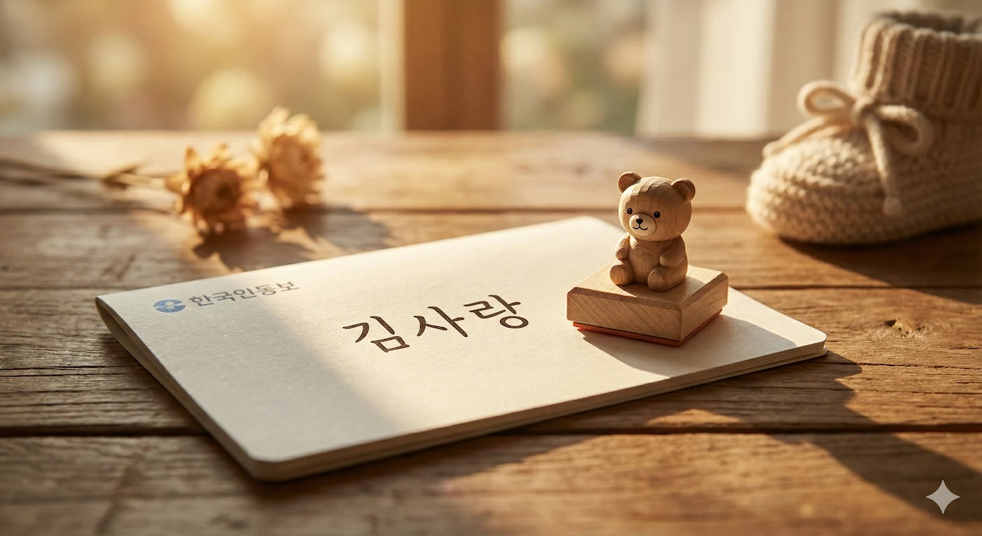 아기 이름으로 만든 부모급여 저축 통장과 도장