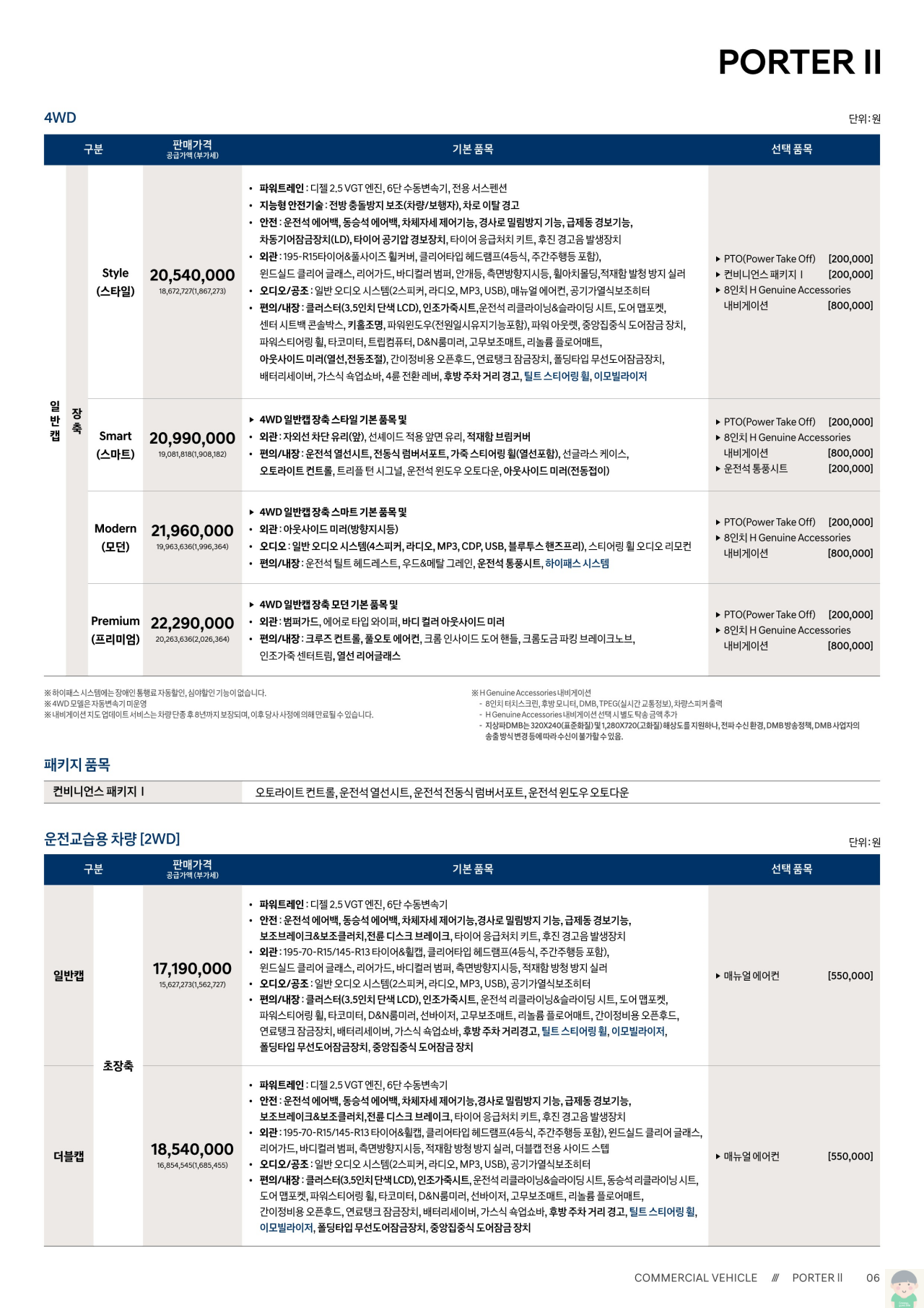 2023 현대 포터2 카탈로그와 가격정보 바로보기
