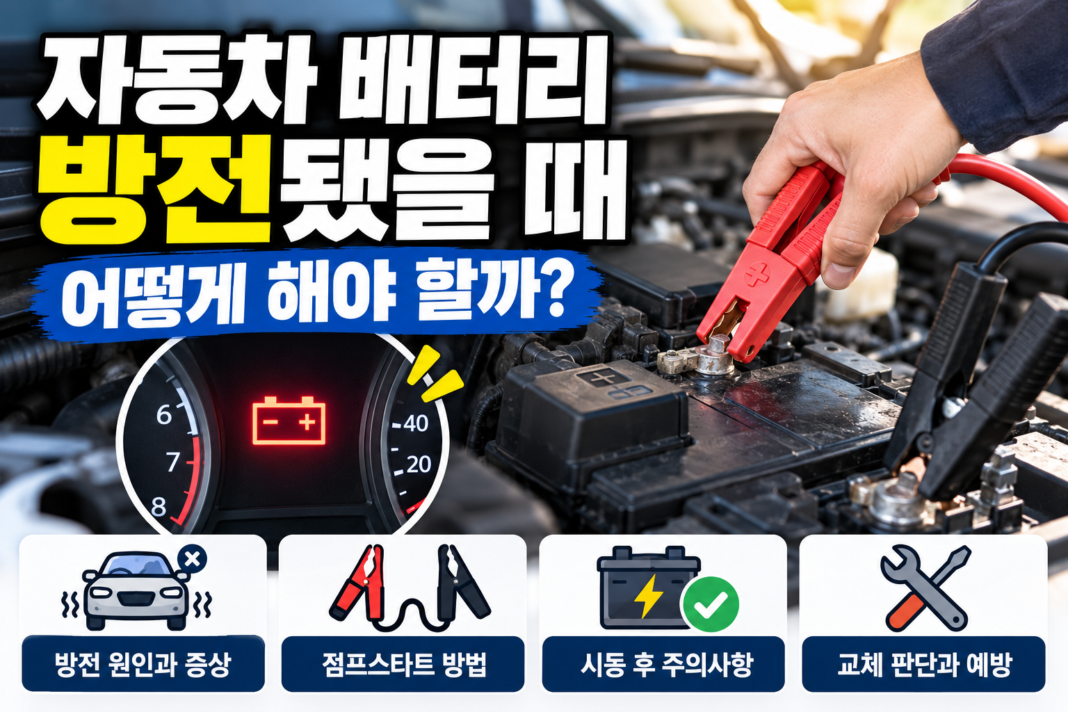 자동차 배터리 방전 원인과 점프스타트 및 배터리 교체 판단 방법