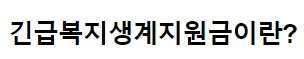 긴급복지생계지원금 신청&#44; 대상자