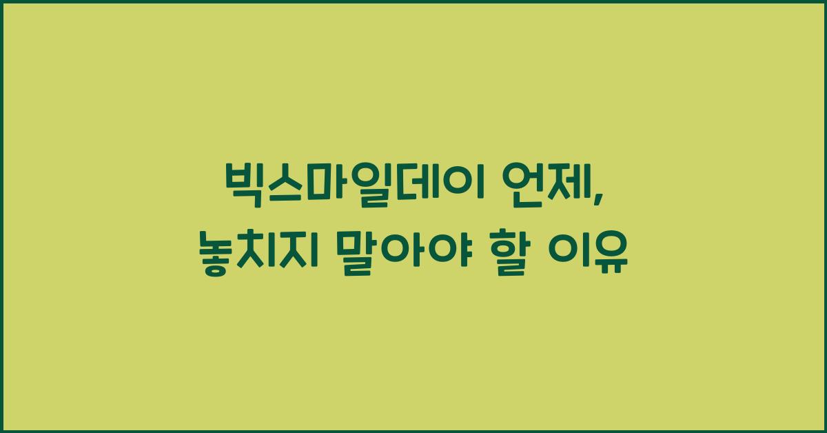 빅스마일데이 언제