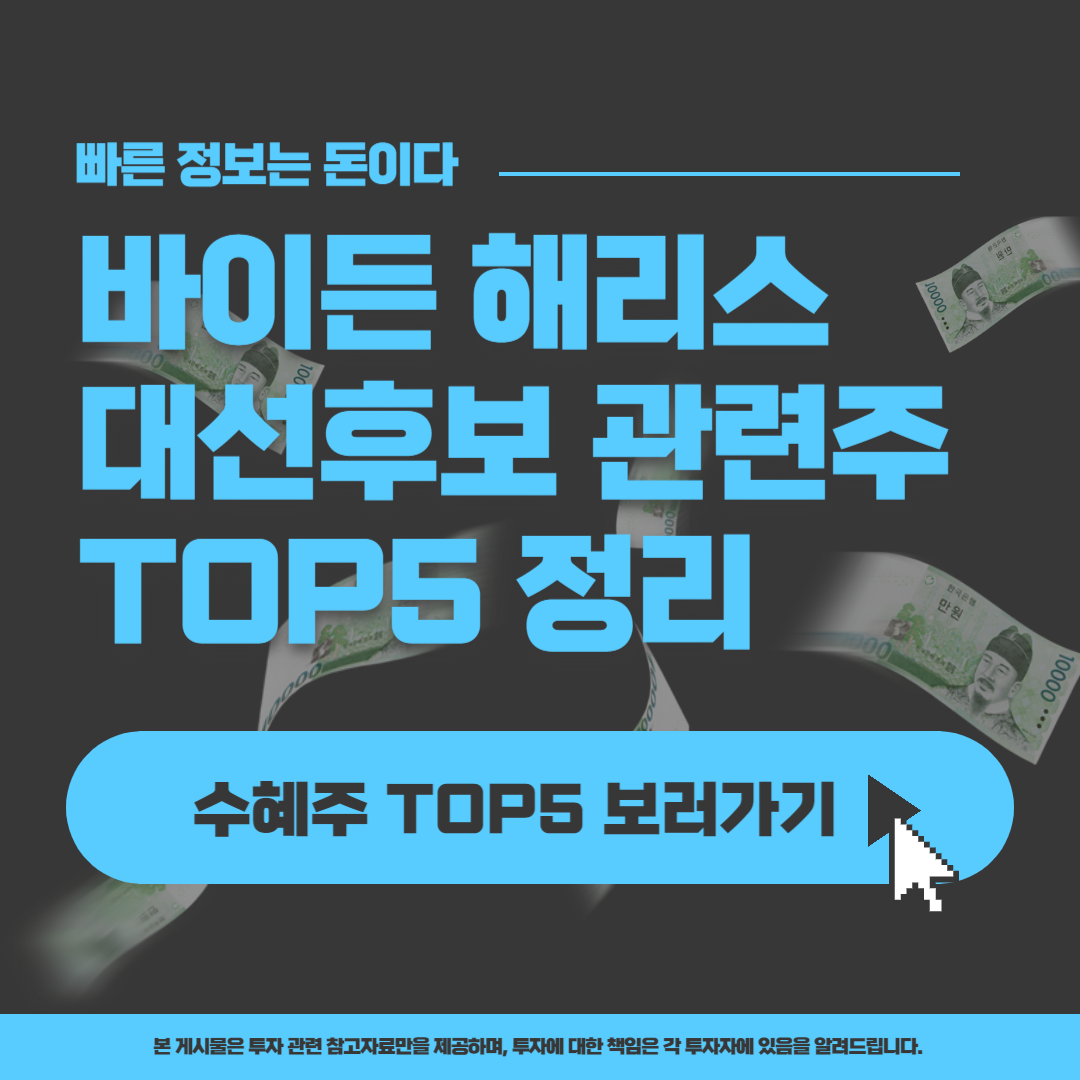 바이든 사퇴 해리스 부통령 관련주 수혜주