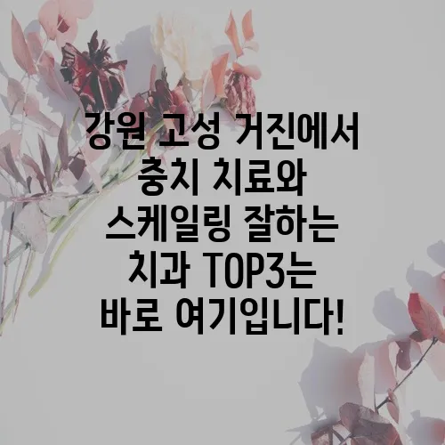 강원 고성 거진에서 충치 치료와 스케일링 잘하는 치과 TOP3는 바로 여기입니다!
