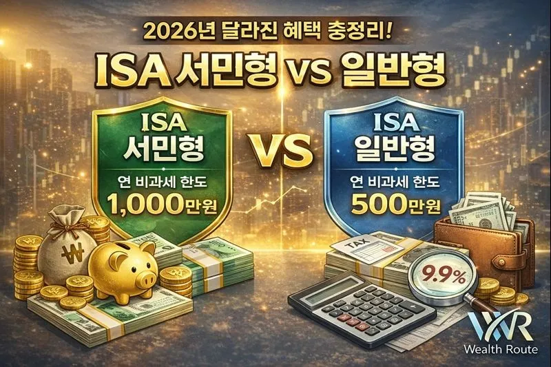 ISA 서민형 vs 일반형 차이점 완벽 비교 : 2026년 개정 가입 자격과 비과세 한도 총정리