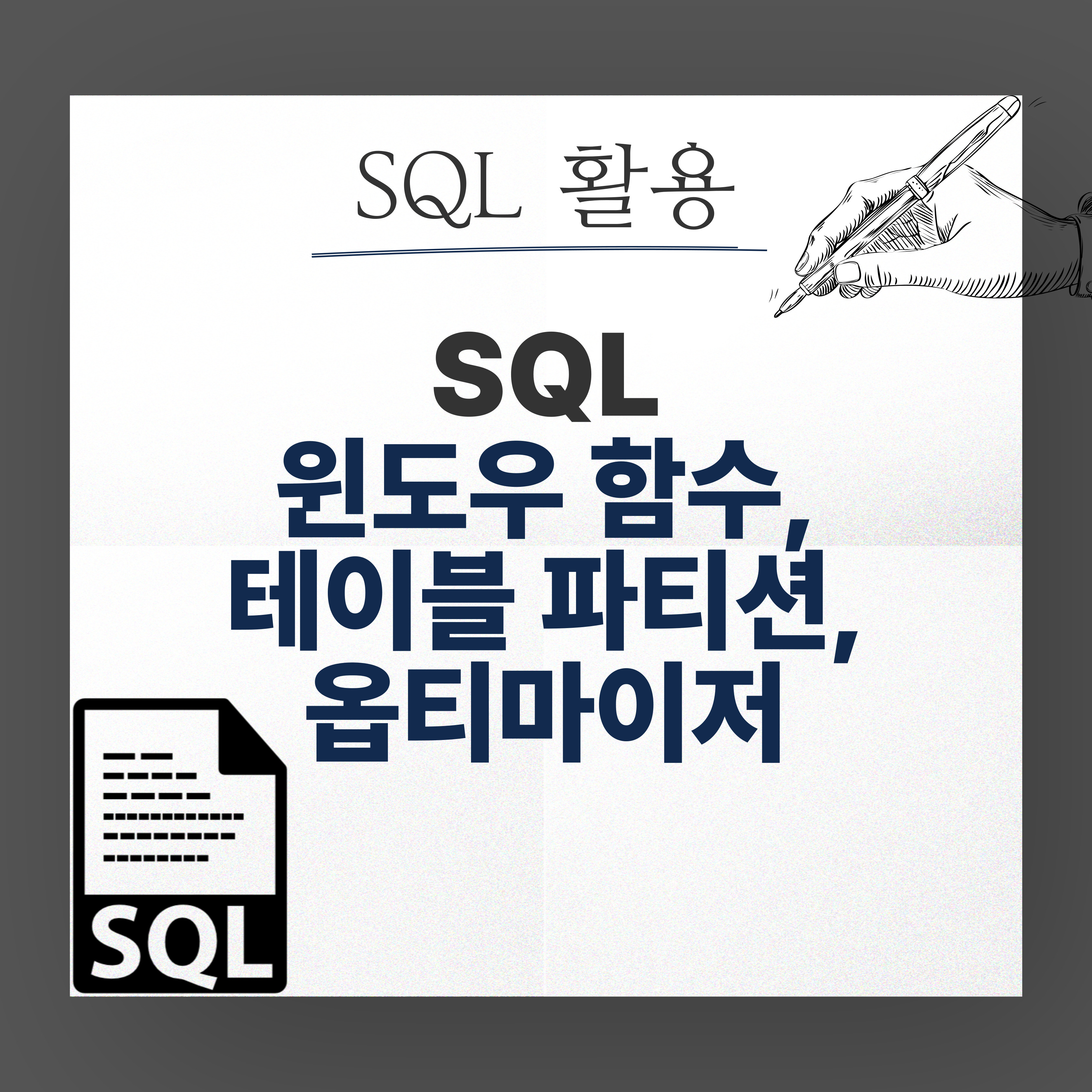 SQL 최적화 윈도우 함수, 테이블 파티션, 옵티마이저 소개 이미지