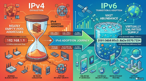 IPv4 고갈 문제와 IPv6로의 전환 현황 참고 이미지