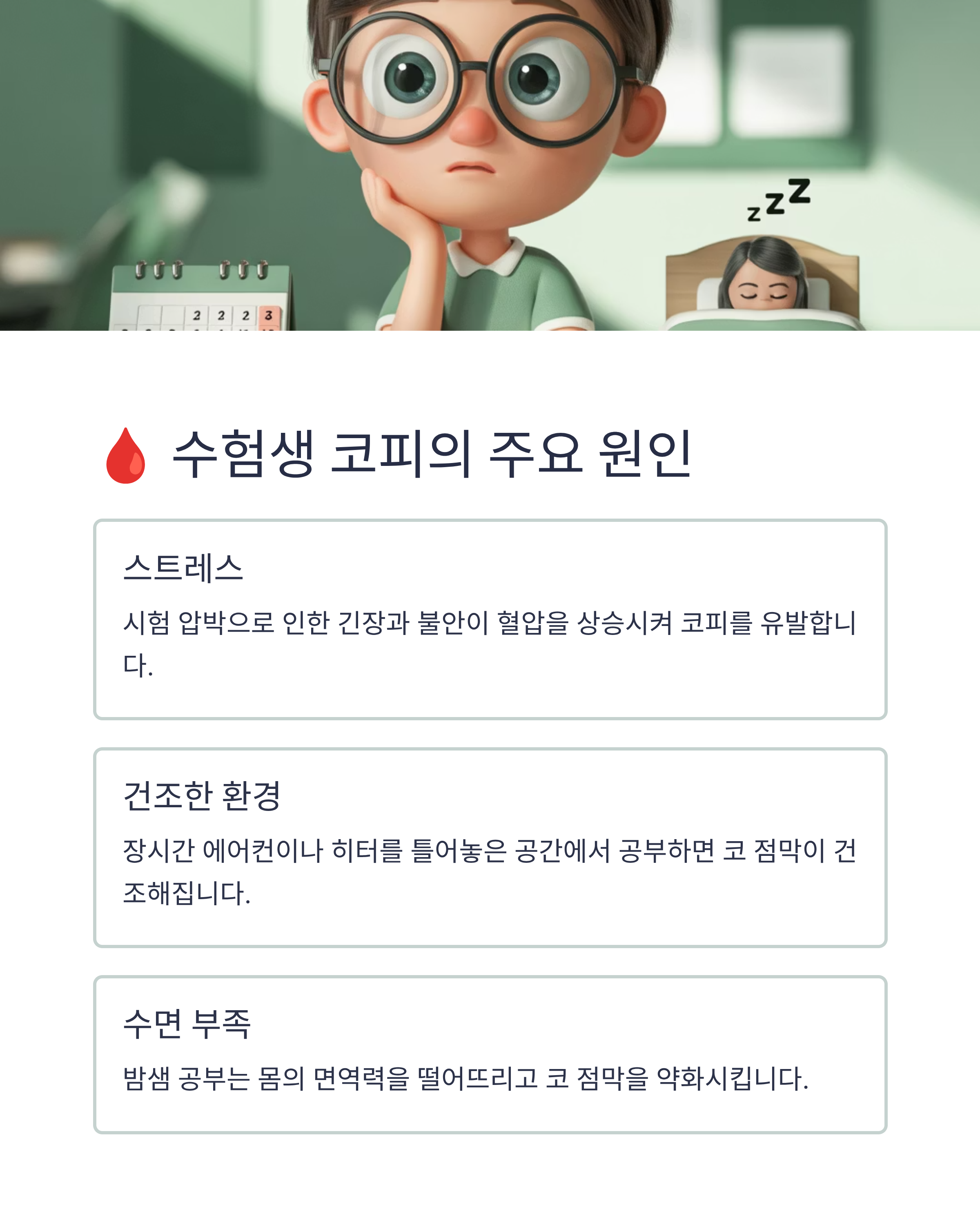 수험생 코피의 주요 원인