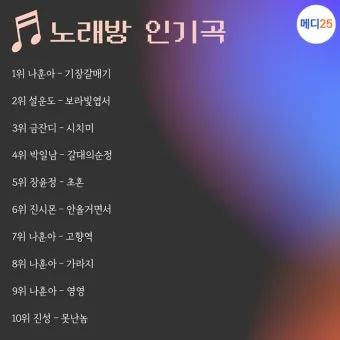 노래방 최신 인기곡 TOP100 무료듣기 매일 업데이트 모음집_9