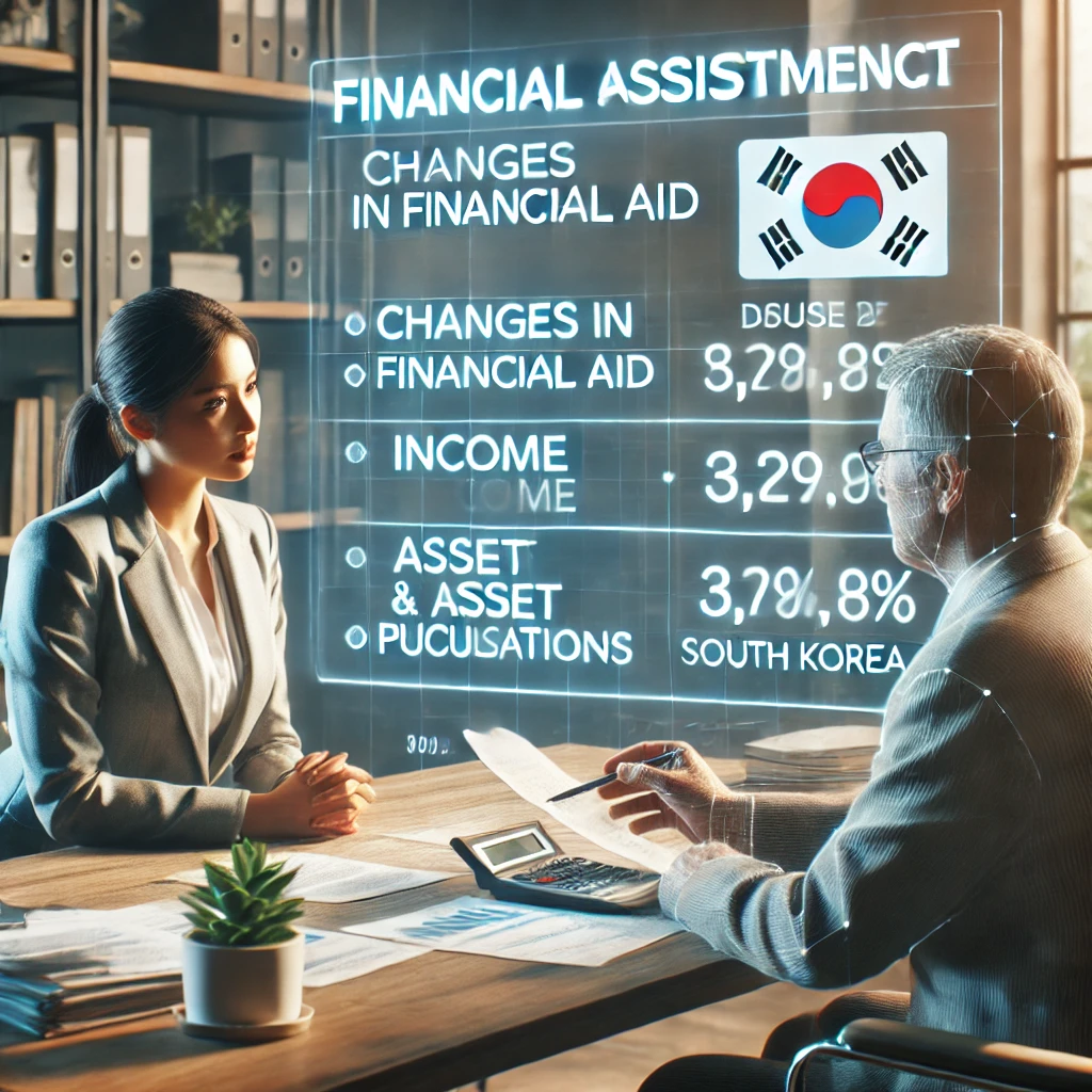 사회복지사가 생계급여 지급 조정 사항을 설명하는 모습