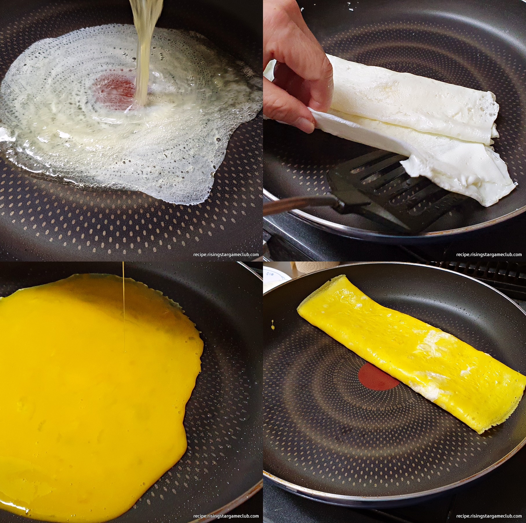 사골 육수로 맛있는 떡국에 올라갈 계란 지단을 부치는 사진