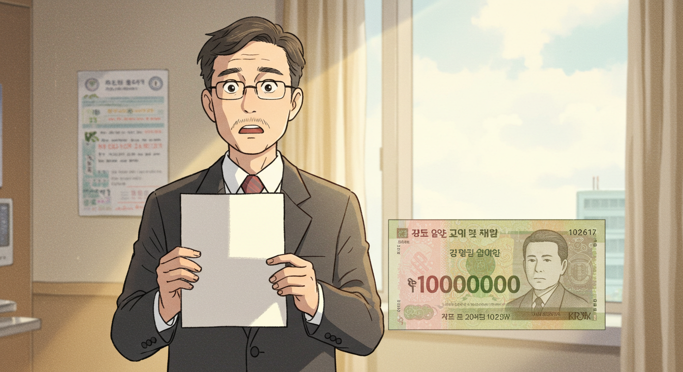 중증 암 진단과 치료비 부담을 표현한 따뜻한 일러스트