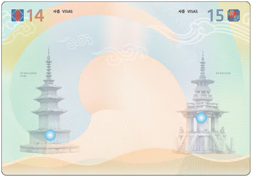 여권 재발급 온라인 신청 방법, 준비물, 비용과 관련된 여권의 내부 사증면 사진