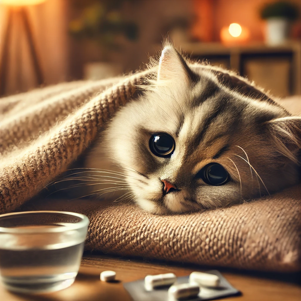 아픈 고양이 사진