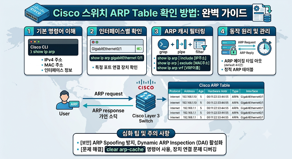 Cisco 스위치 ARP Table 확인 방법