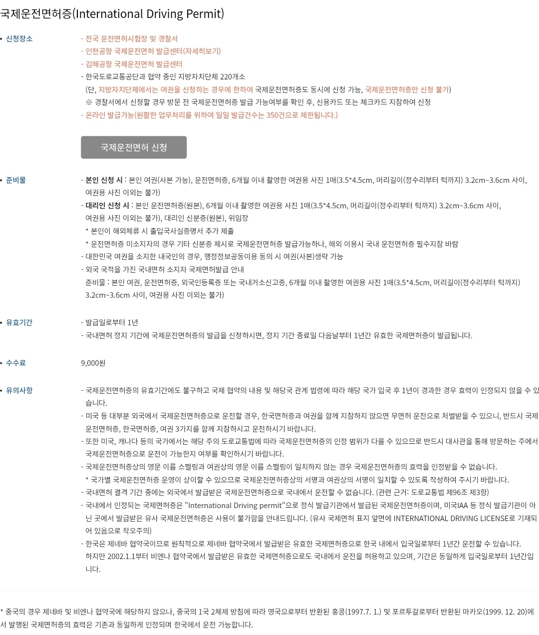 국제운전면허증 발급 신청장소, 준비물, 유효기간, 수수료 등 안내