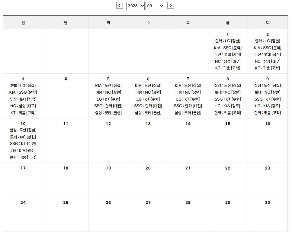 프로야구 순위 일정 중계 결과 알아보기
