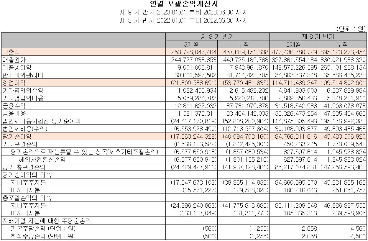 심텍 - 손익계산서