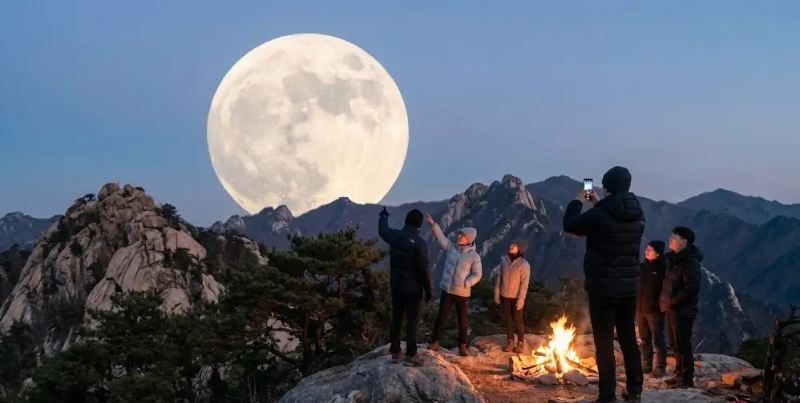 산에서 보름달보는 사람들