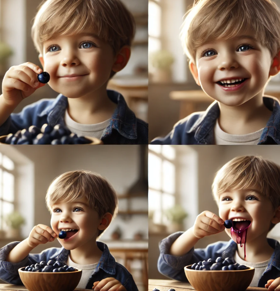 블루베리 먹는 어린이