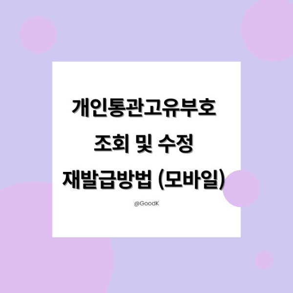 개인고유통관부호 개인통관고유번호 조회 수정 재발급 도용신고 방법