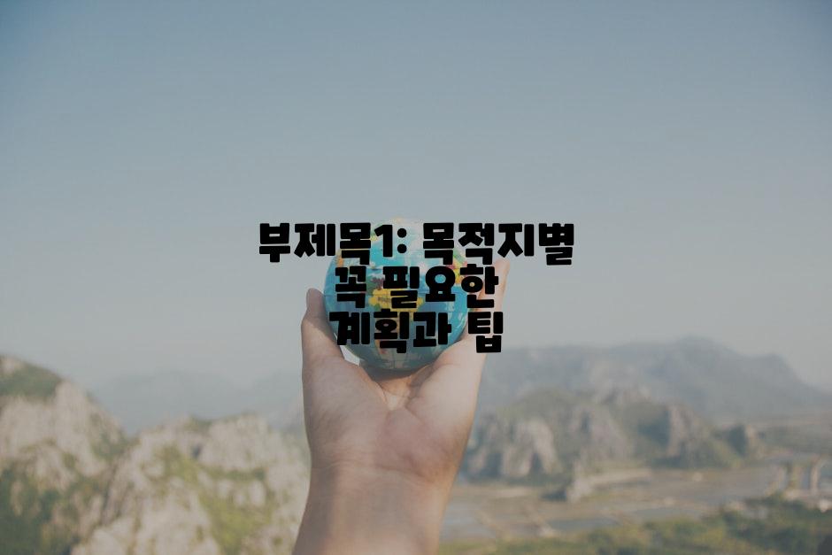 부제목1: 목적지별 꼭 필요한 계획과 팁
