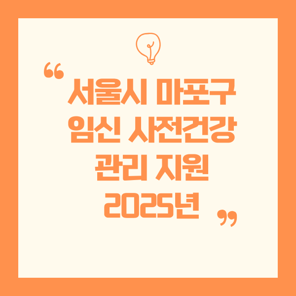 서울특별시 마포구 임신 사전건강관리 지원사업 (2025년)