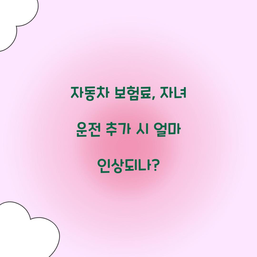 자동차 보험료, 자녀 운전 추가 시 얼마 인상되나?