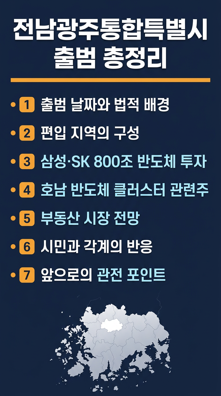 전남광주통합특별시 출범, 날짜, 지역, 관련주, 반도체 투자 및 부동산 전망, 반응 총정리