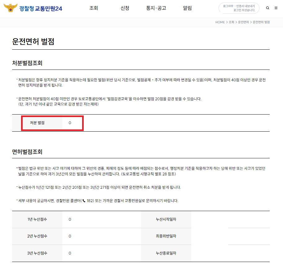 운전면허 벌점조회 하는 방법