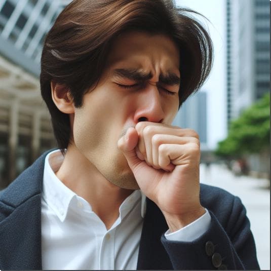 진피 가루 효능 호흡기 건강, 기침하는 남성 사진