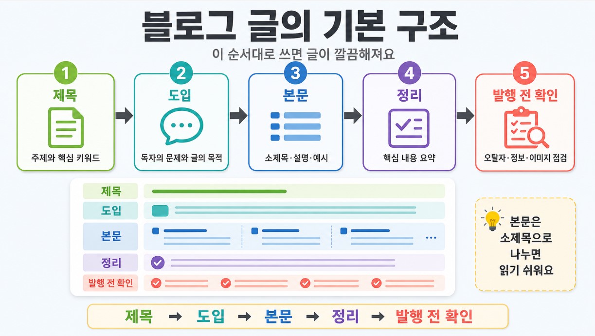 블로그 글 기본 구조를 보여주는 흐름도