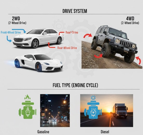 자동차 구동방식과 연료에 따른 차이 이미지